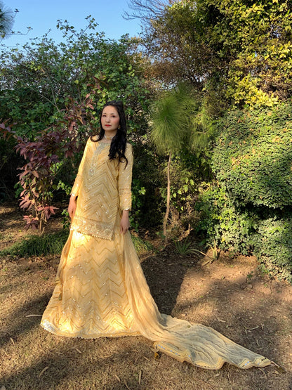 Lemon Yellow Shirt and Lehenga