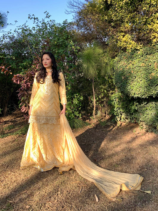 Lemon Yellow Shirt and Lehenga