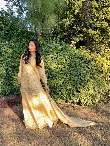 Lemon Yellow Shirt and Lehenga