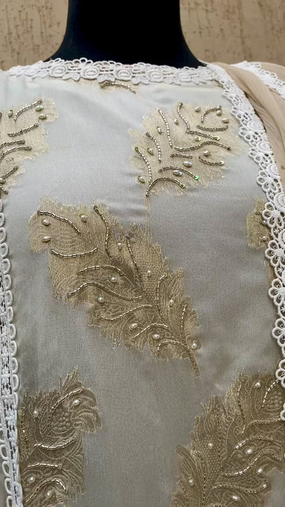 Chiffon Jamawar Shirt with Embroidery