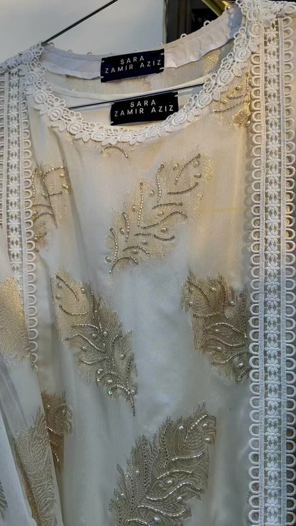 Chiffon Jamawar Shirt with Embroidery