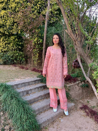 Rose Pink Shirt and Bootcut Trousers
