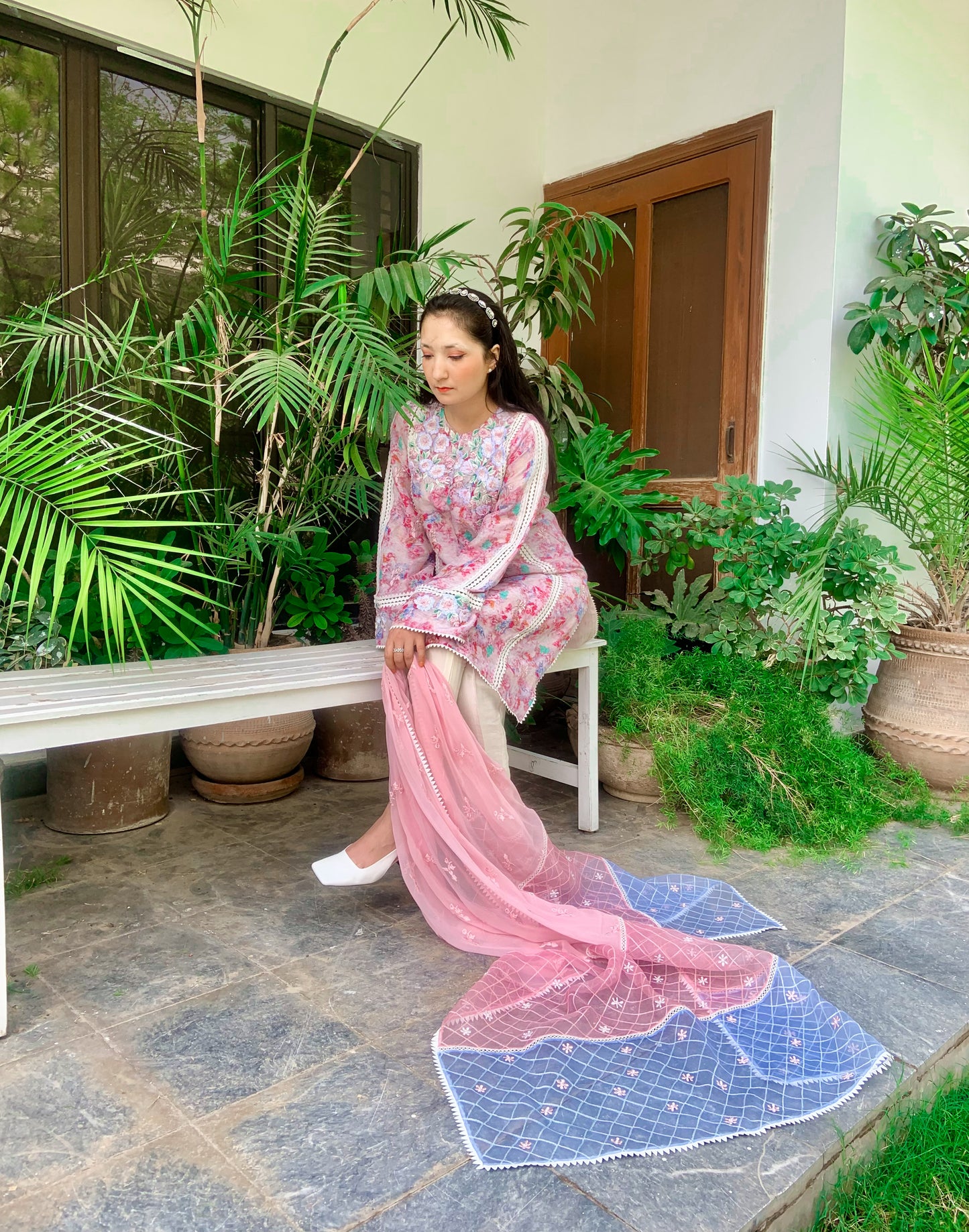 Pink Cotton-Silk Kurta with Embroidery