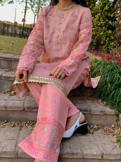 Rose Pink Shirt and Bootcut Trousers